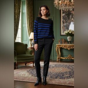 Zara Black and Blue Crew Neck Sweater